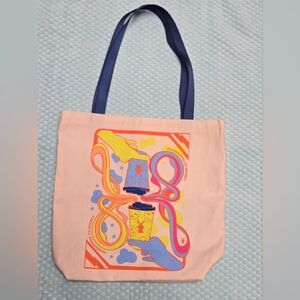 Dutch Bros Tote with Multicolor Graphic and Navy Straps
